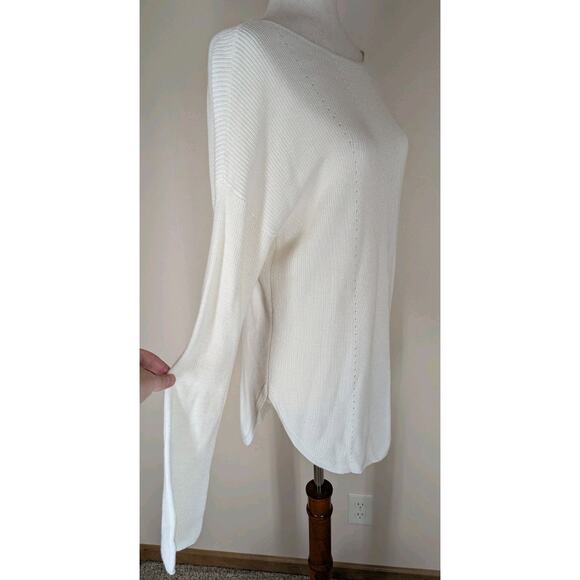 The Limited Ivory Cashmere Blend Long Sleeve Pullover Tunic Sweater Eyelets Sz M - Picture 4 of 10